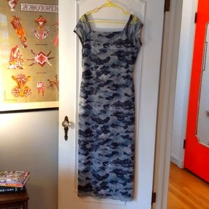 Vintage cherubs angel cloud trompe l'oeil dress large 90's 2000's